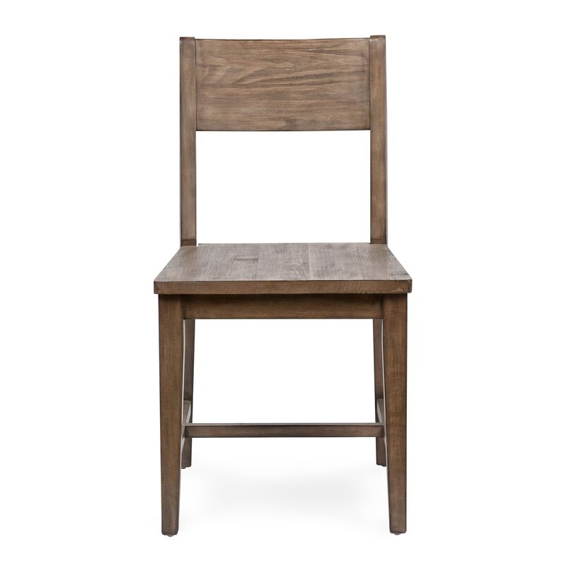 Lio 18 Inch Dining Chair Set of 2, Armless Open Style, Brown Pine Wood - Benzara