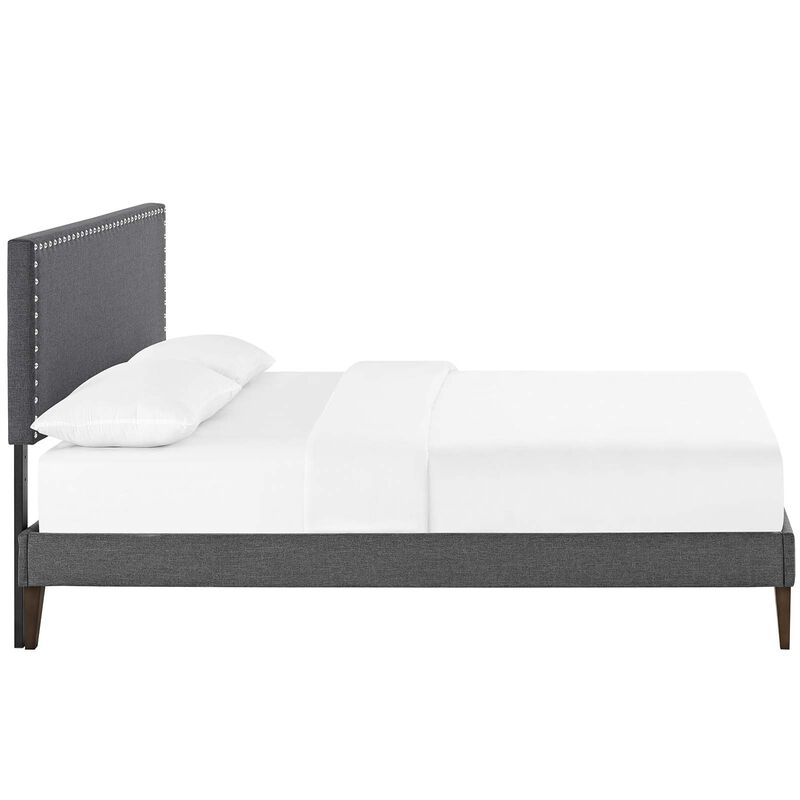 Modway - Macie Queen Fabric Platform Bed with Squared Tapered Legs Gray