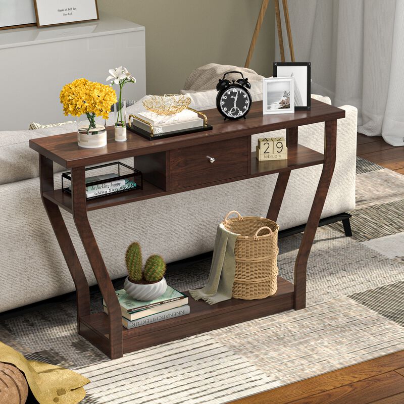 Modern Sofa Accent Table with Drawer image number 1