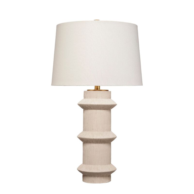 Disy Accent Table Lamp, Linen, Turned Sculptural Polyresin 30 Inch