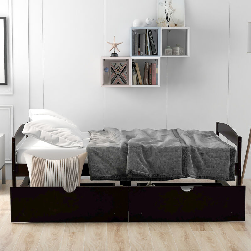 Twin Size Platform Bed, with Two Drawers