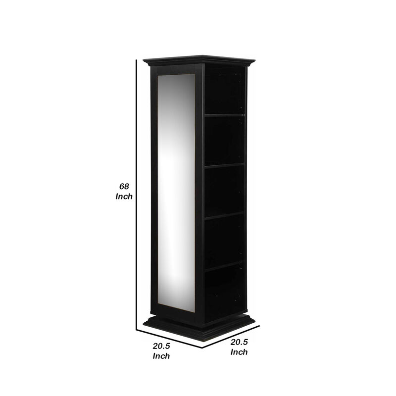 Traditional Style Wooden Accent Cabinet, Black-Benzara