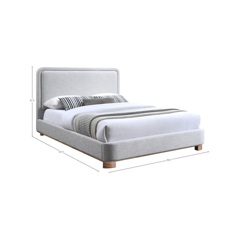 Meridian Furniture Nolita Grey Linen Textured Fabric King Bed