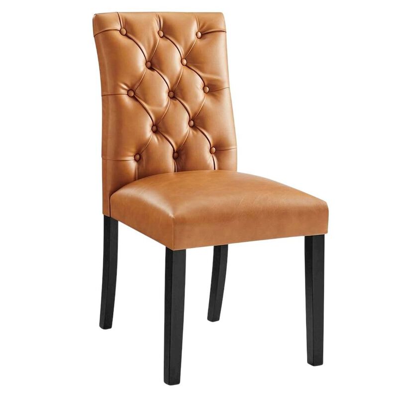 Vinyl-Upholstered Dining Chairs for Kitchen and Dining Room, Tan, Set of 2 image number 2