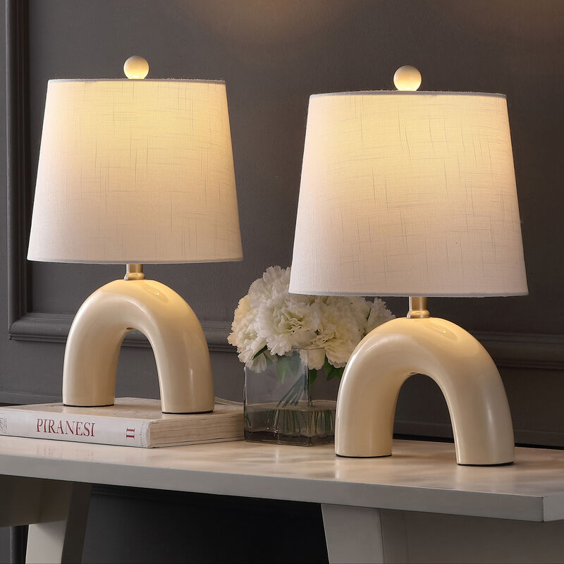 Zadie 17.75" Scandinavian Minimalist Ceramic Arch LED Table Lamp