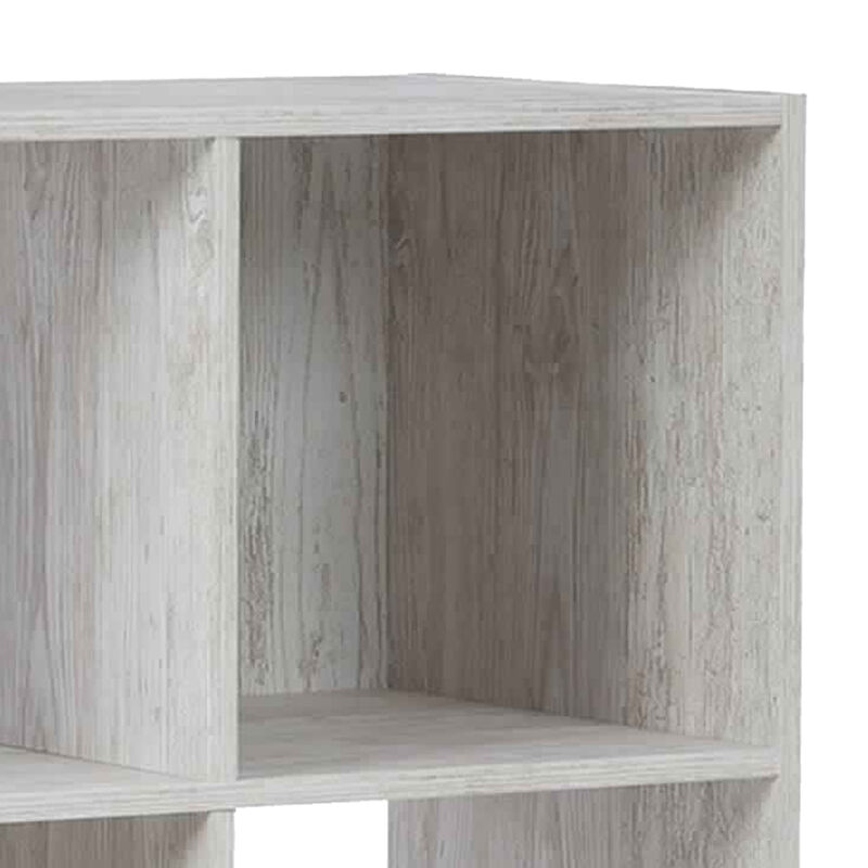 9 Cube Wooden Organizer with Grain Details, Washed White