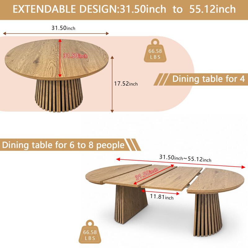 Extendable coffee table MDF oval coffee table with slatted legs Space saving coffee table for living room and home office image number 2