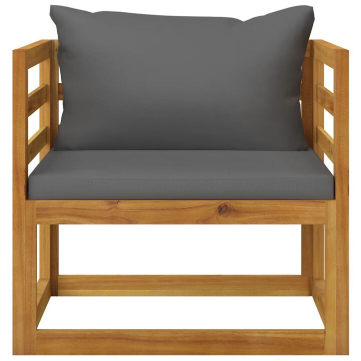 vidaXL Garden Chair with Dark Gray Cushions Solid Acacia Wood