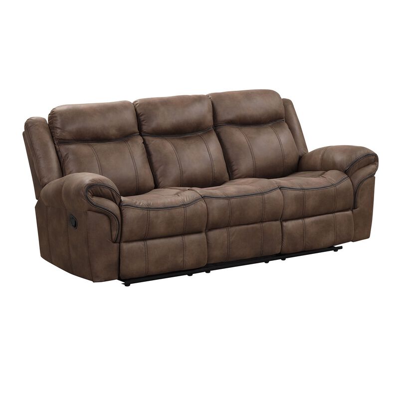 Arisa Sofa, Brown Faux Leather, Drop Down Table with Cupholders, 87 Inch image number 0