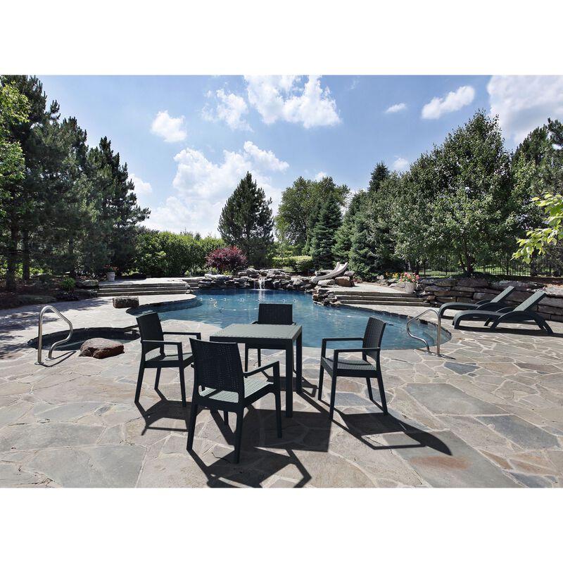 31.5" Coffee Brown Wickerlook Square Patio Dining Table