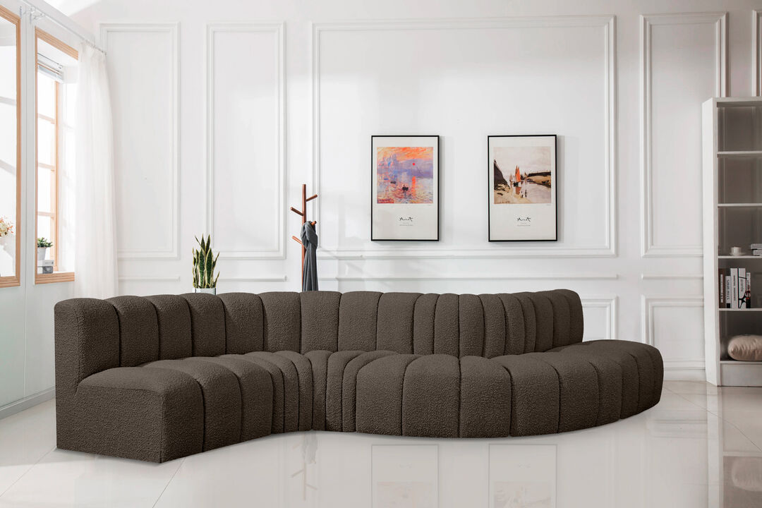 Meridian Furniture Arc Brown Boucle Fabric Modular Sofa