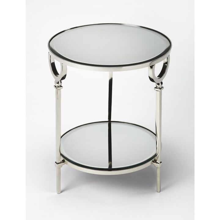 Butler Specialty Jolene Metal & Mirrored Side Table, Silver