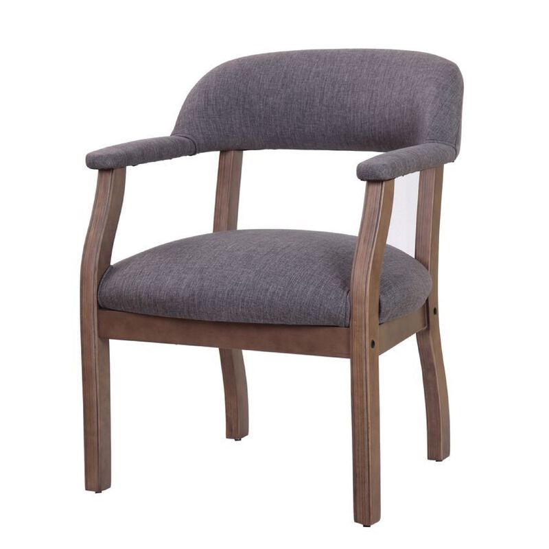 Captain's Guest Chair, Padded Arms, Driftwood Brown Frame, Gray Linen image number 5