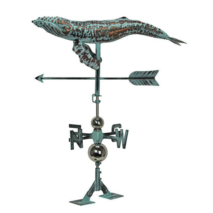 Verdigris Copper Humpback Whale Weathervane Roof Mount Home Garden Decor Art