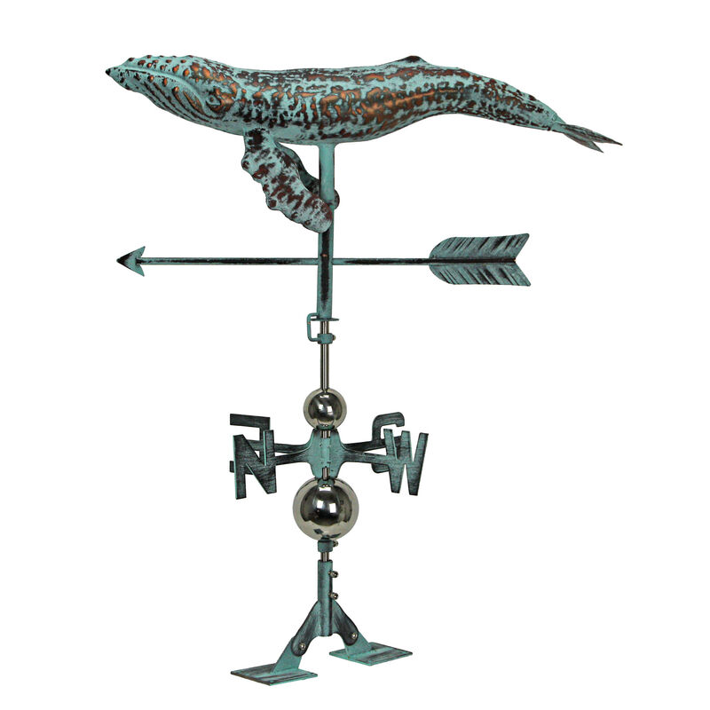 Verdigris Copper Humpback Whale Weathervane Roof Mount Home Garden Decor Art image number 0