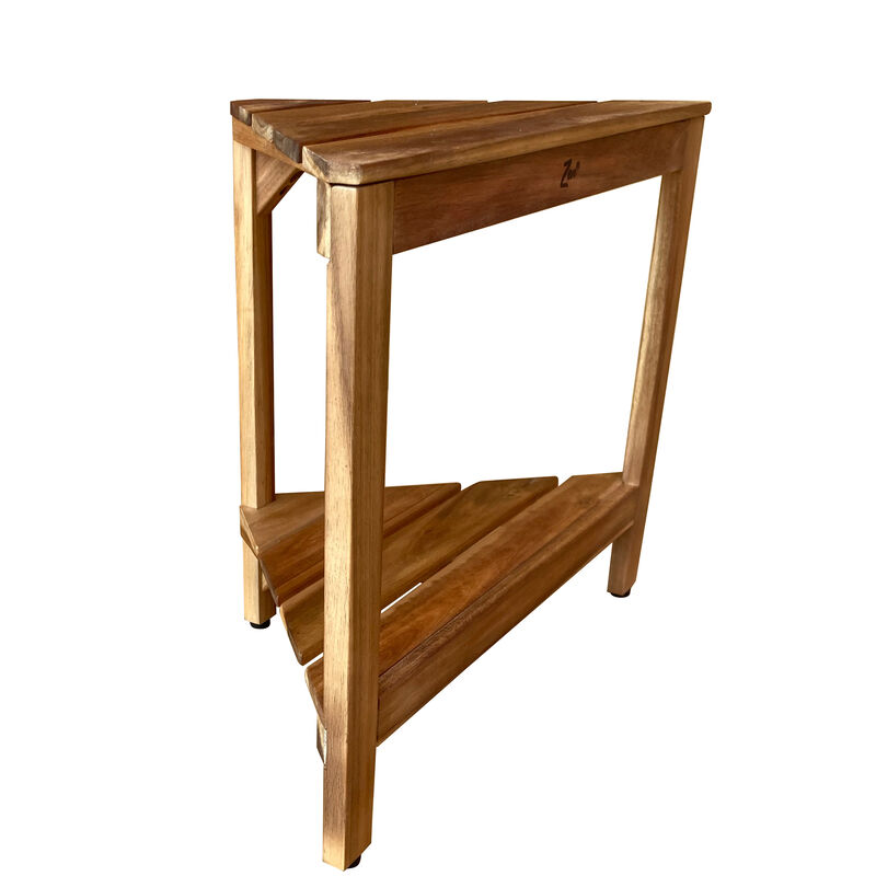 Zen&reg; 18"H Acacia Wood Corner 2 Tier Shower Shelf & Shaving Stand image number 2