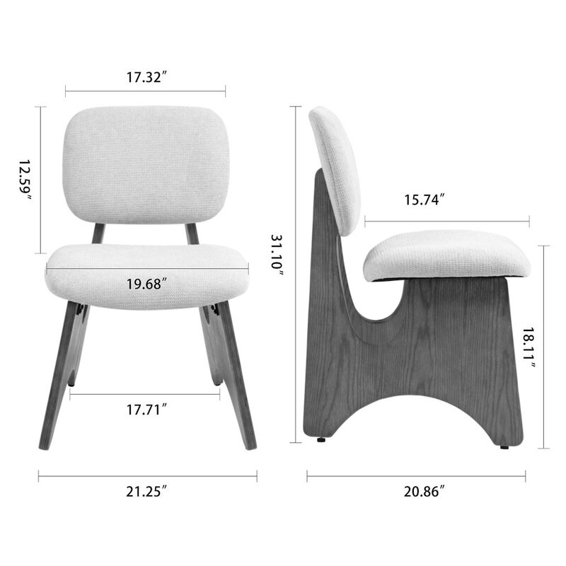 Glamour Home Bertille Beige Washed Woven Fabric Dining Chair with Accent Walnut Legs