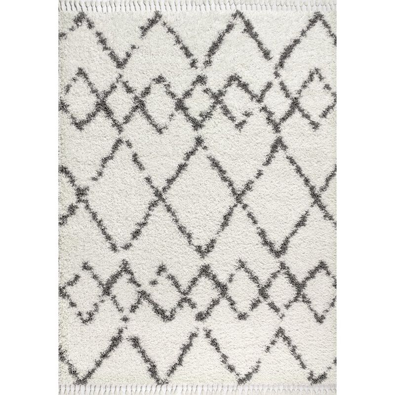 Mercer Shag Plush Tassel Moroccan Tribal Geometric Trellis Area Rug