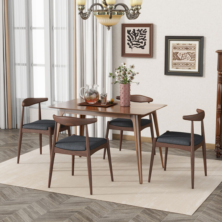 Merax 5-Piece Vintage-Inspired Dining Set - Rubberwood Frame with Ergonomic Upholstered Chairs