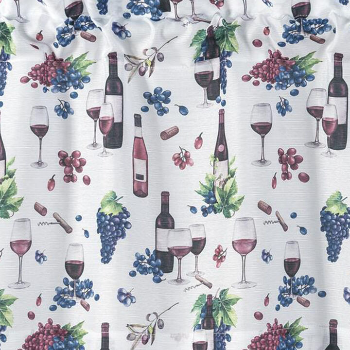 RT Designer's Collection Tribeca Wine Printed Slub 3 Pieces Kitchen Curtain Set Includes 1 Valance 52" x 18" and 2 Tiers 26" x 36" Each Multi Color