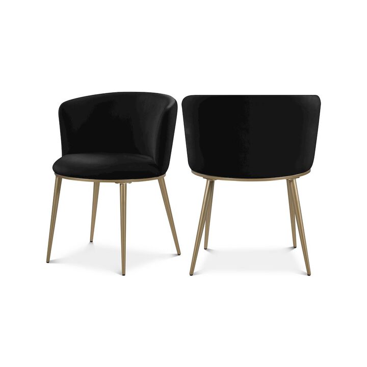 Meridian Furniture Skylar Black Velvet Dining Chair, Set of 2