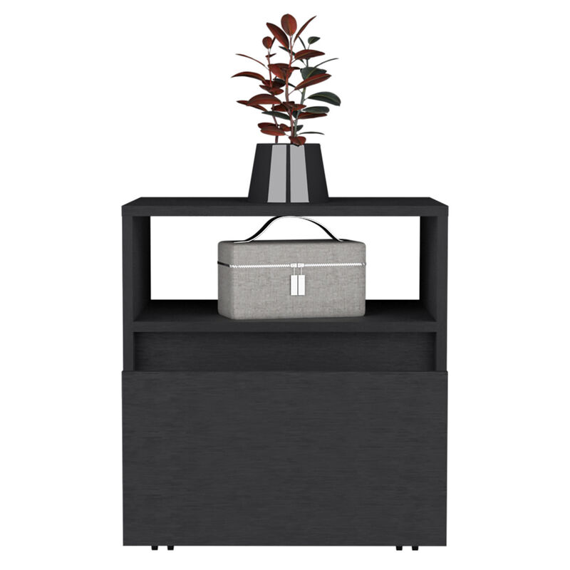 Streamdale Austin Nightstand, Casters, Single Drawer-Black
