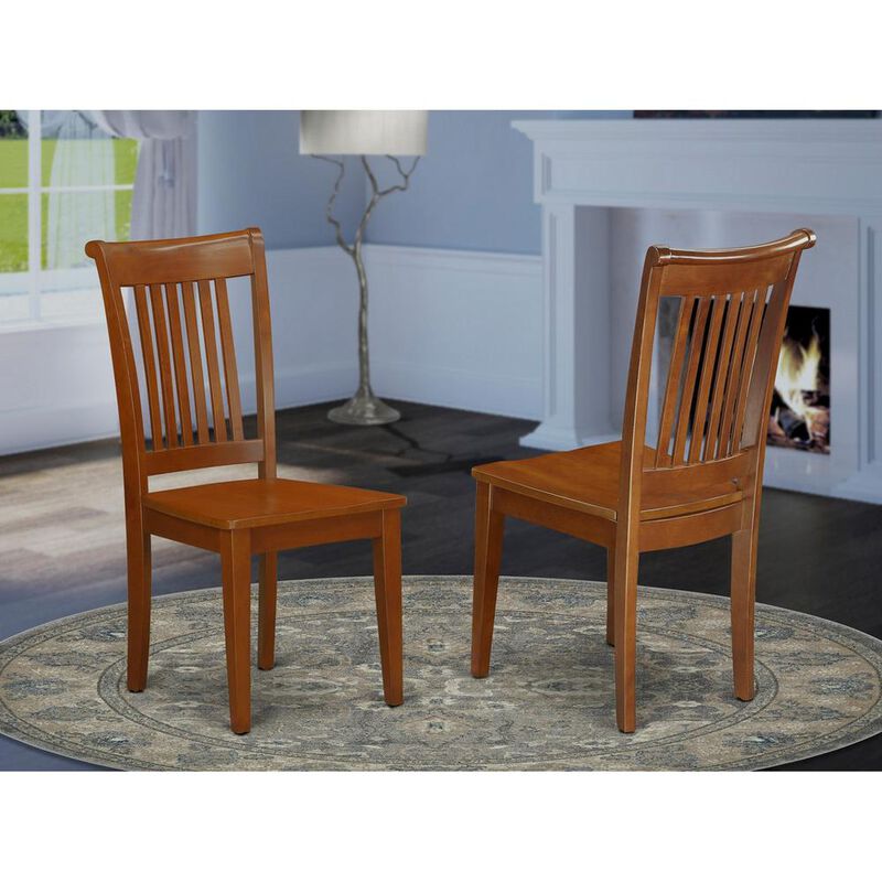Portland slat back dining room chair with wood seat, Set of 2