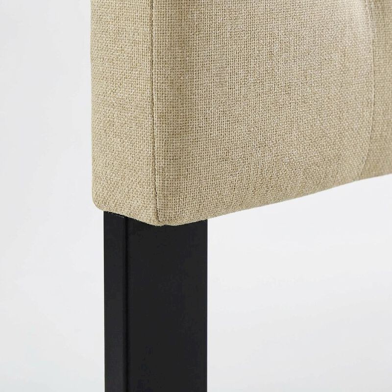 Upholstered Fabric King Headboard in Neutral Tone with Padded Design image number 5