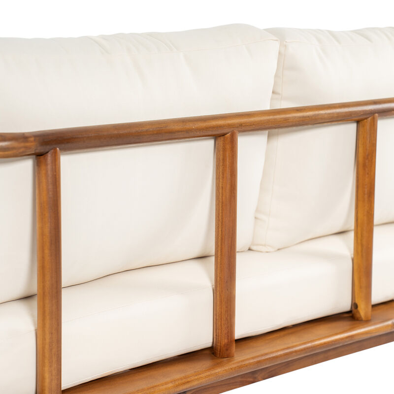 Christopher Knight Home Arnelle Modern Acacia Wood Patio Loveseat with Cushion image number 6