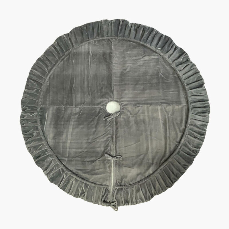 60" Plush Silver Velvet Tree Skirt image number 0