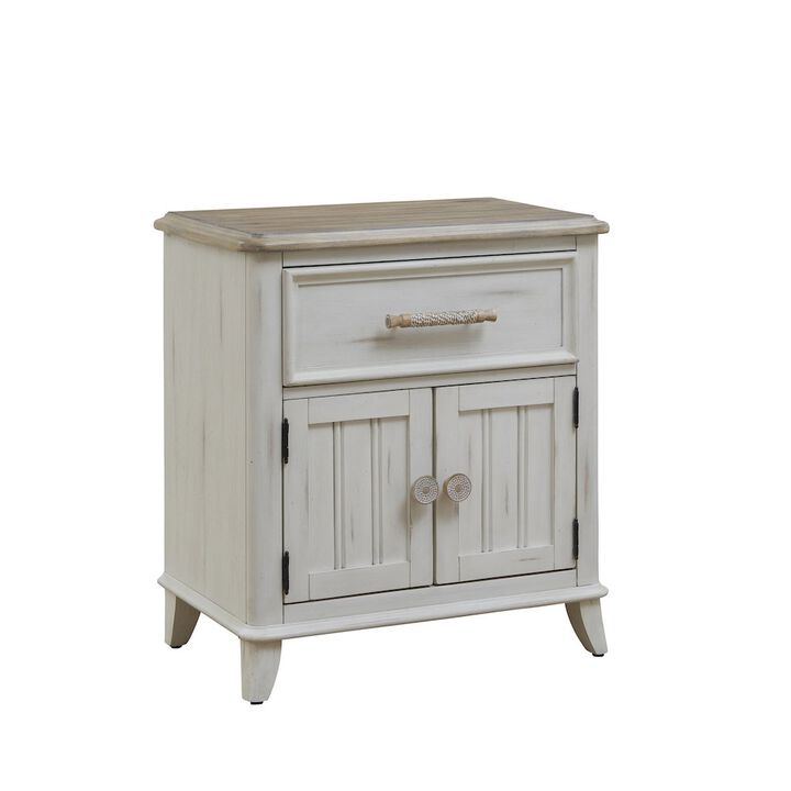 American Woodcrafters Beach Comber Nightstand - Weathered White - Sand Top