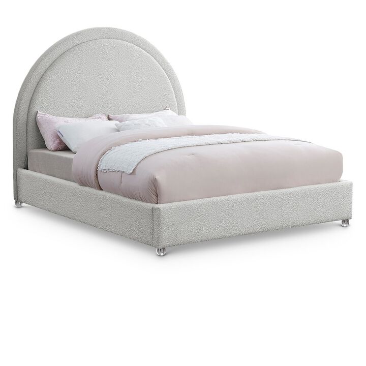Meridian Furniture Milo Cream Fabric Queen Bed