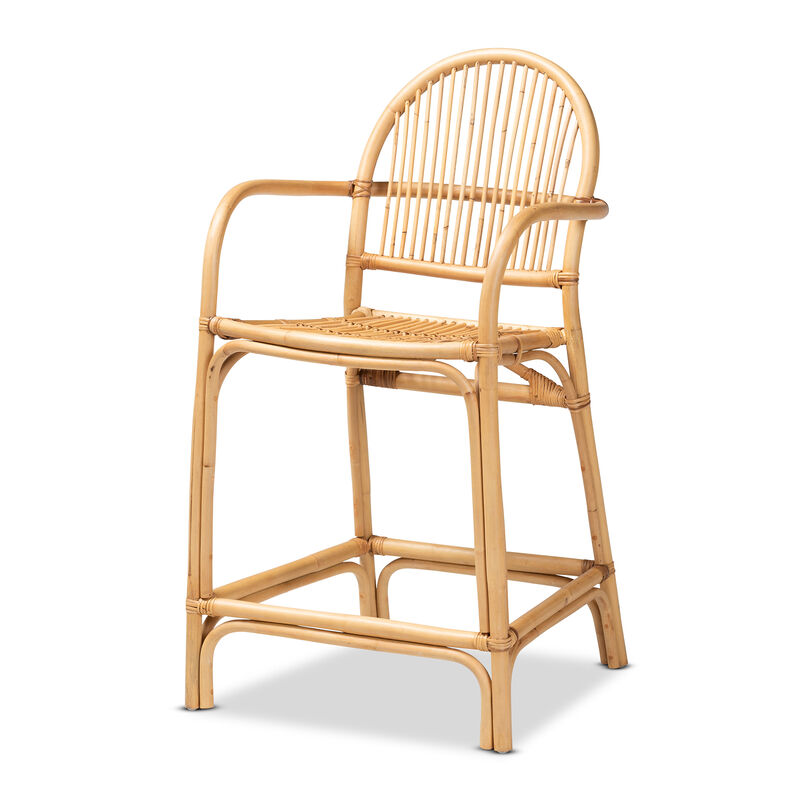 Baxton Studio Tugera Modern Bohemian Natural Brown Rattan Counter Stool