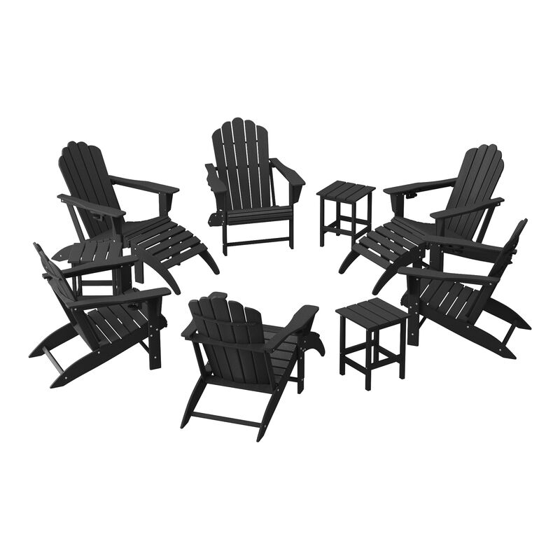 WestinTrends 12-Piece HDPE Outdoor Patio Furniture Adirondack Chair Conversation Table Set