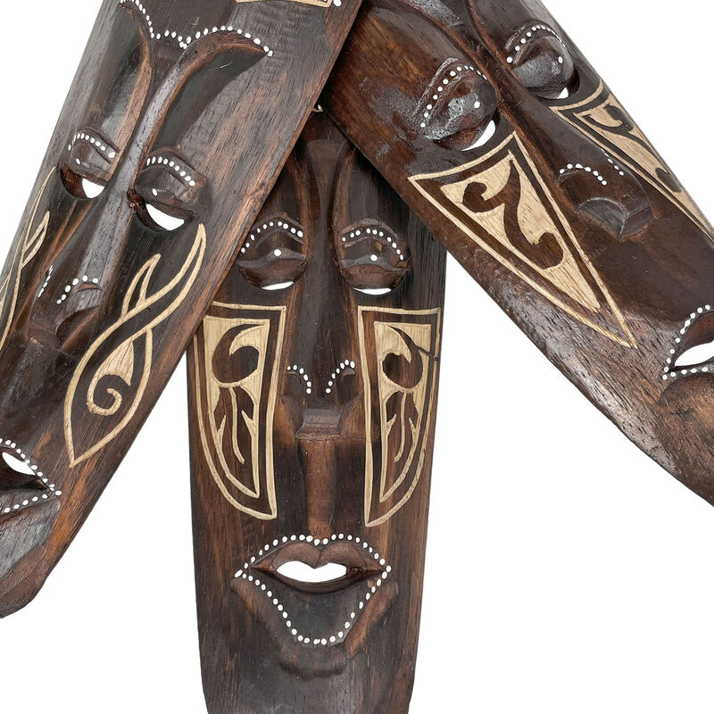 Set of 5 African Animal Hand Carved Wooden Wall Masks image number 9
