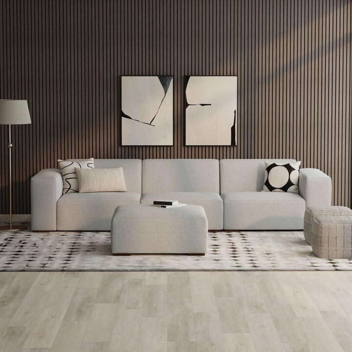 Rex 3-Seater Modular Sofa and Ottoman Set in Tightly Woven Performance Fabric