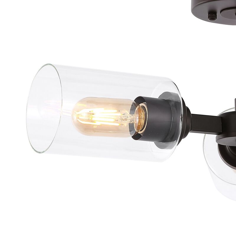 Jaynie 5-Light Farmhouse Industrial Iron Cylinder LED Semi Flush Mount