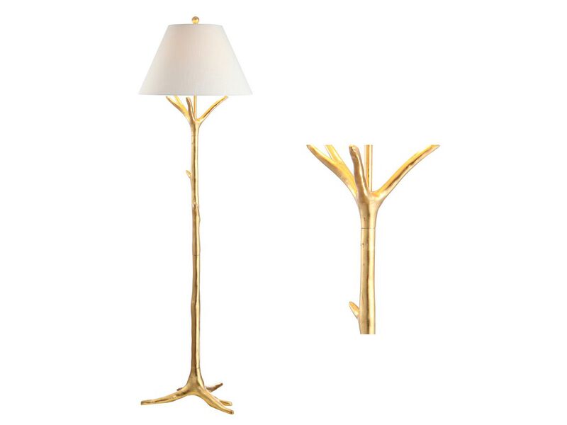 Arbor 63.5" Faux Bois Resin LED Floor Lamp, Gold Leaf