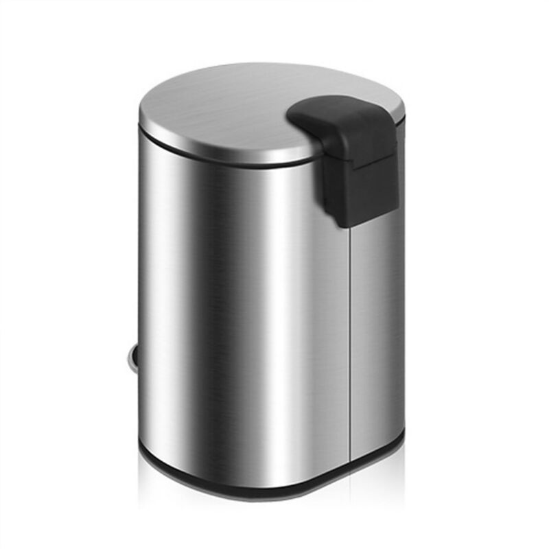 1.85 Gal./7 Liter Semi Round Brushed Step-on Trash Can for Bathroom and Office