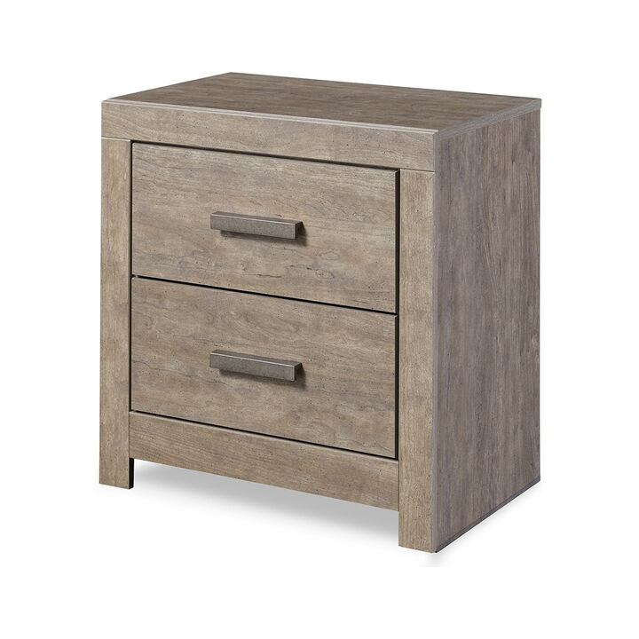 Kulv Nightstand, 2 Storage Drawers, 24 Inch Modern Taupe Gray Laminate