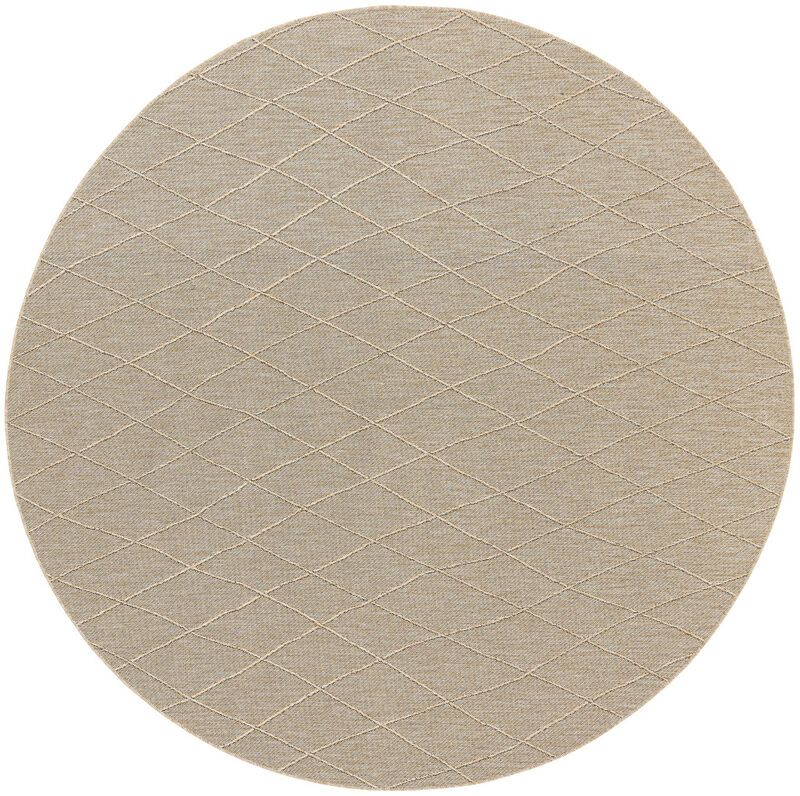 HomeRoots 8' Natural And Light Brown Round Geometric Indoor Outdoor Area Rug image number 2