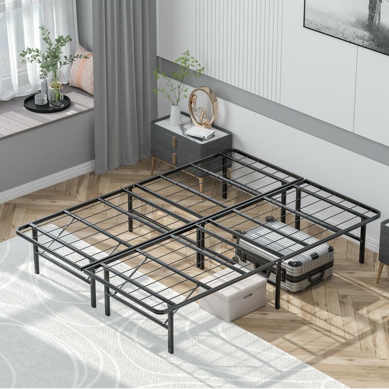 Foldable Metal Platform Bed with Tool For Bedroom