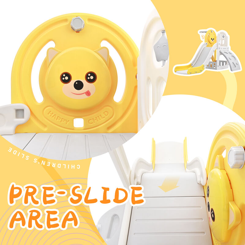 Toddler Climber and Slide Set 4 in 1, Freestanding Slide Playset with Basketball Hoop - Indoor & Outdoor, Kids Playground Climber with Versatile Play Combination for Babies