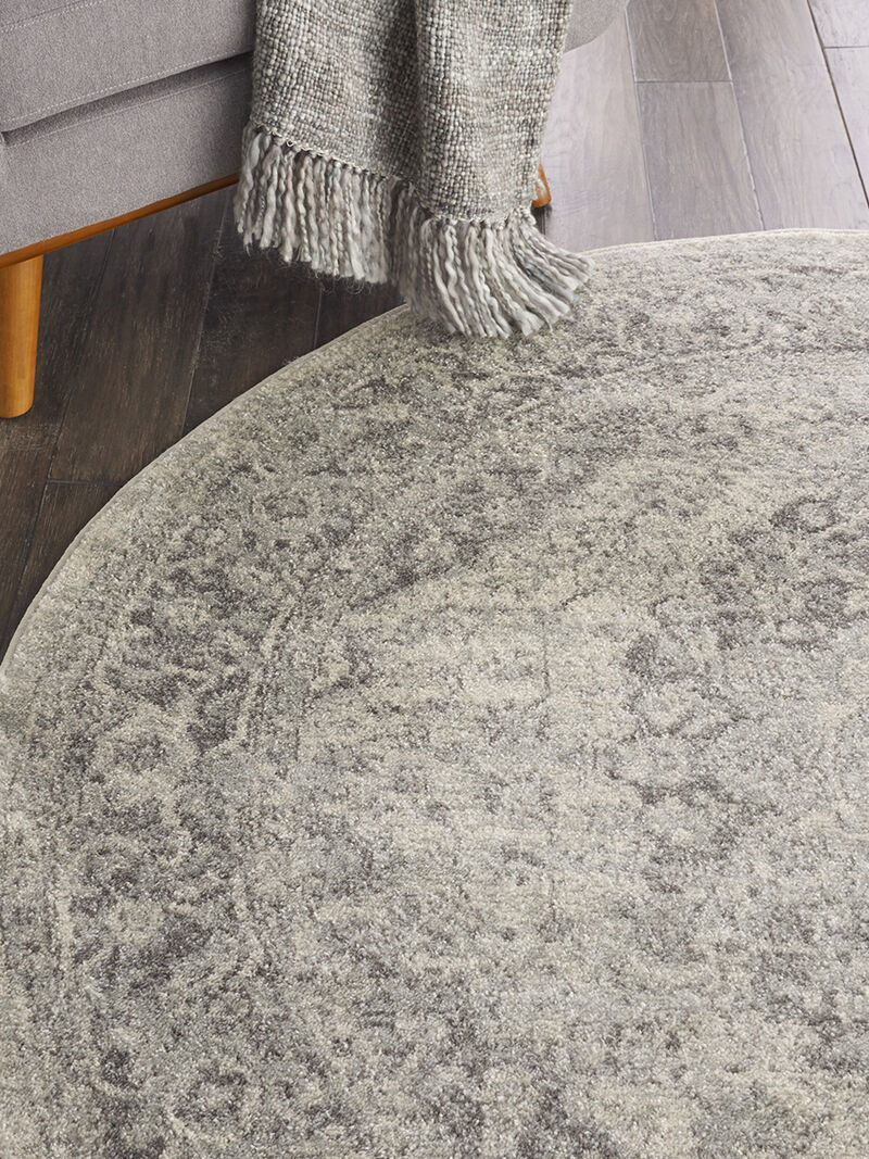 Tranquil TRA05 Ivory/Gray 4' x Round Rug