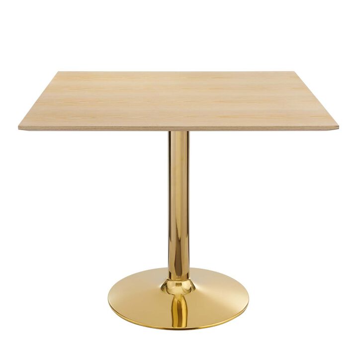 Modway - Verne 35" Square Dining Table Gold Natural