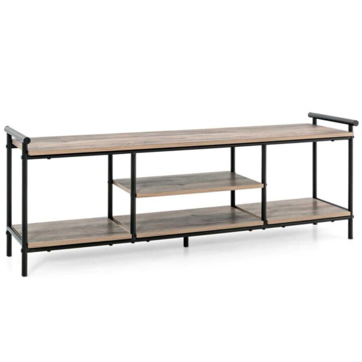 Hivvago Industrial TV Stand for TVs up to 60 Inch with Storage Shelves-Natural