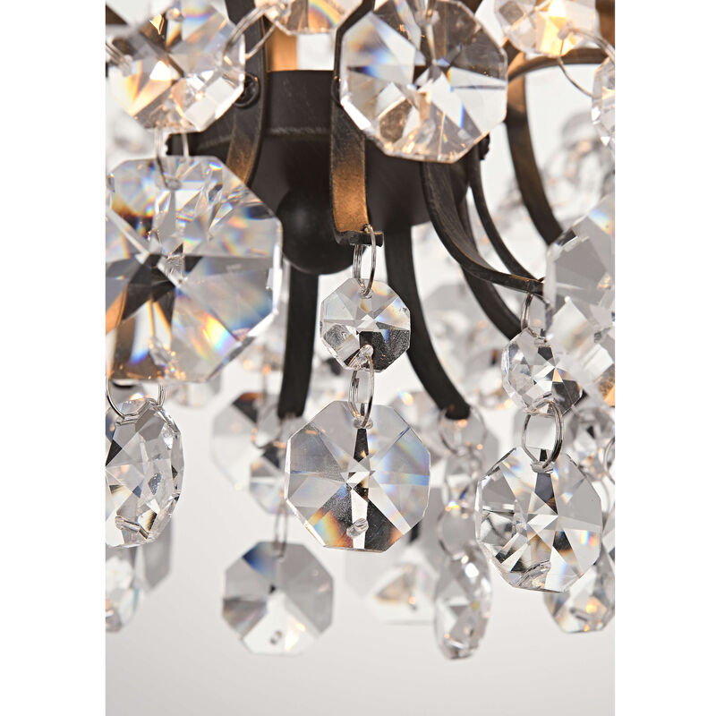 Dahlia Elegant Indoor 3-light Antique Black Crystal Flush Mount image number 4