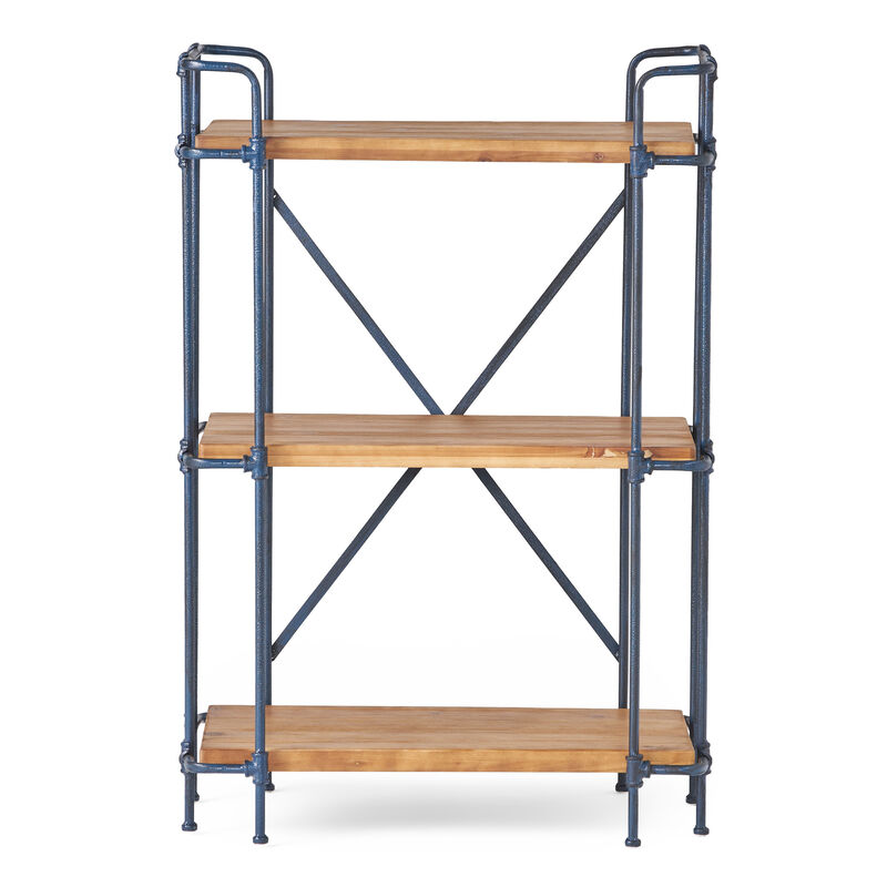 Industrial Etagere Bookcase Metal and Fir Wood