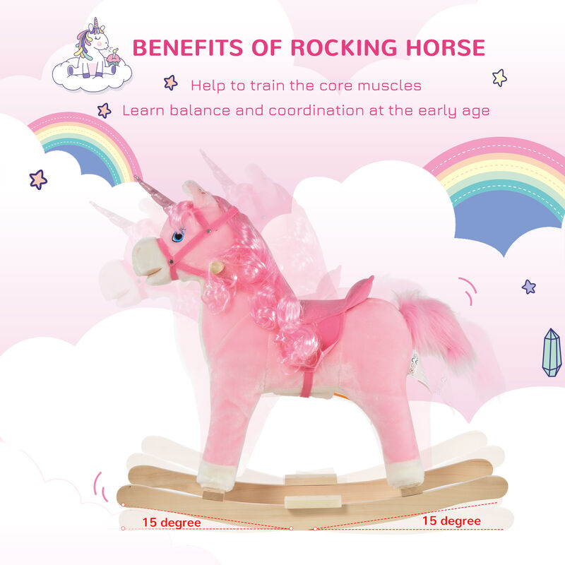 BreeBe Unicorn Ride-On Rocking Toy with Wooden Base image number 5