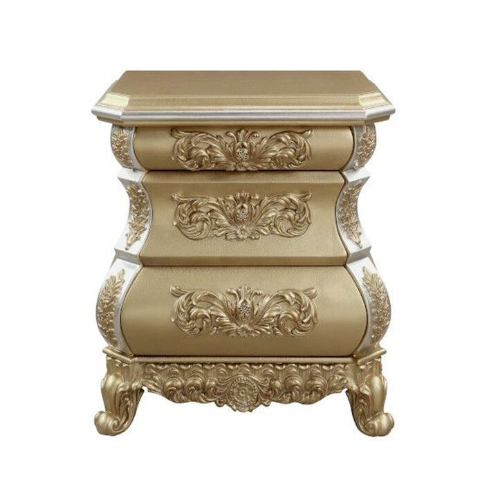 Simple Relax Royal-style 3-drawer Nightstand in Gold